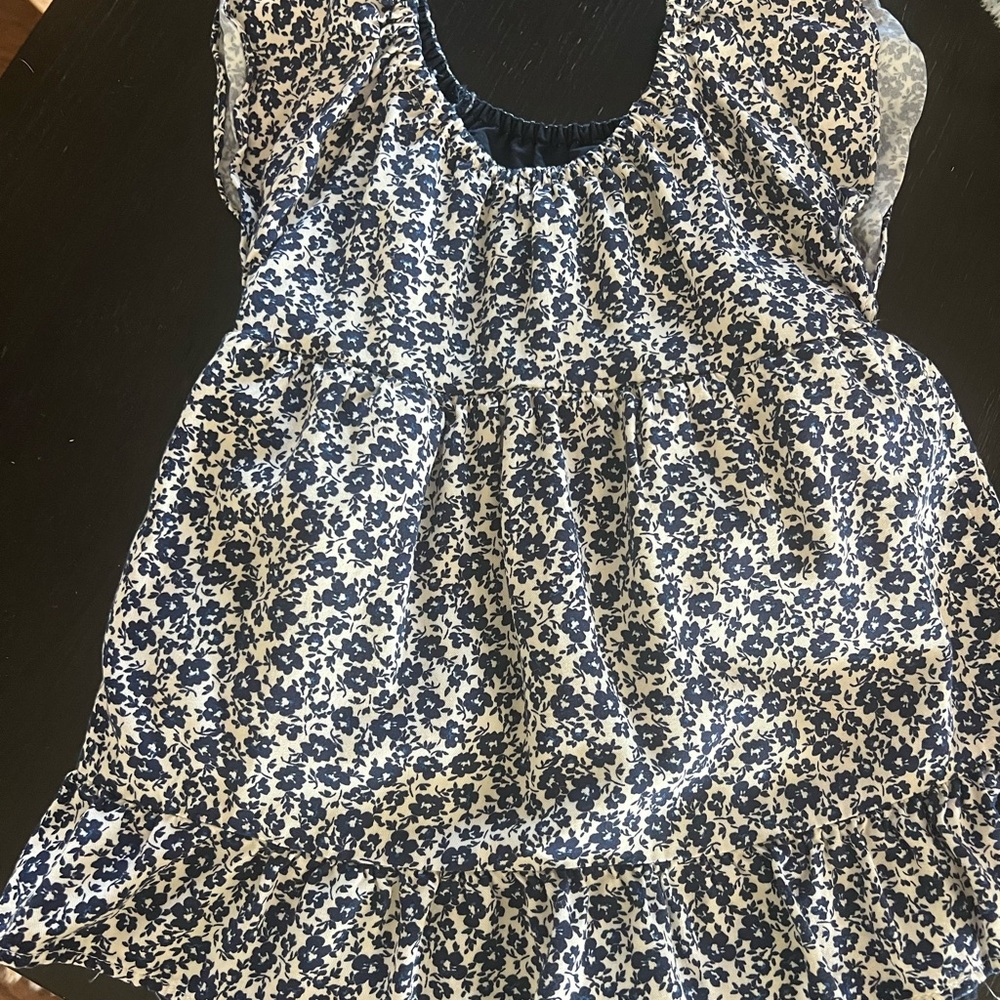 Zara Navy and Cream Floral Skirt